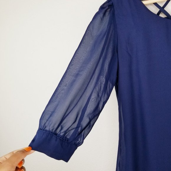 Want and Need Lattice Cutout Shift Dress Navy - Picture 7 of 13